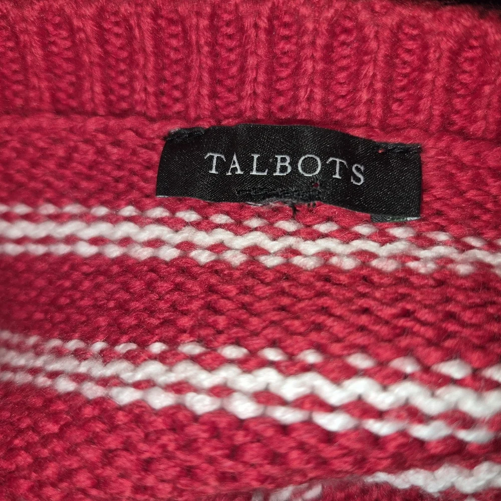 Talbots Crewneck Cardigan - Scottie Dog Fair Isle Womens Size Small Petite - Picture 6 of 6